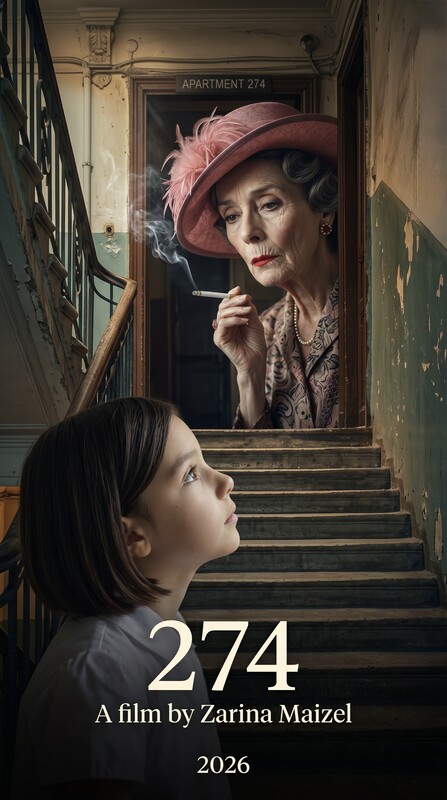 Poster for 274: a girl on a stairwell looking up at a woman smoking in a doorway